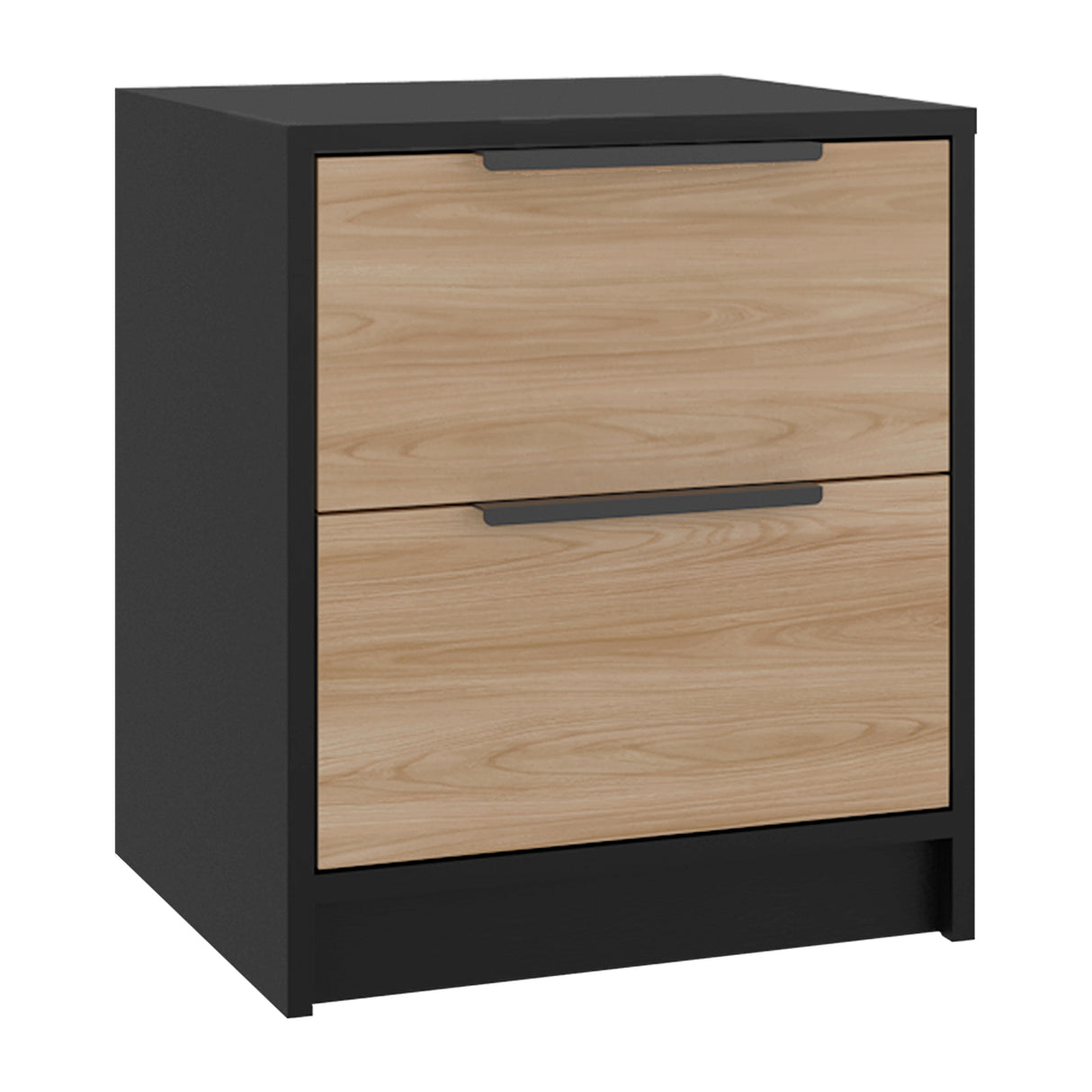 Mesa de Noche Kaia Fresno 48x41cm con Dos Cajones - MESAS DE NOCHE | Bylmo