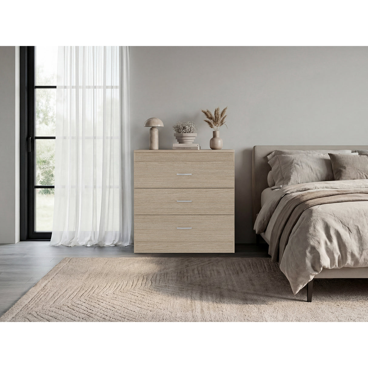 Cómoda Melia Cartagena y Blanco 80x75cm De Tres Hileras con Tres Cajones y con Espacio para TV - CAJONERAS Y COMODAS | Bylmo