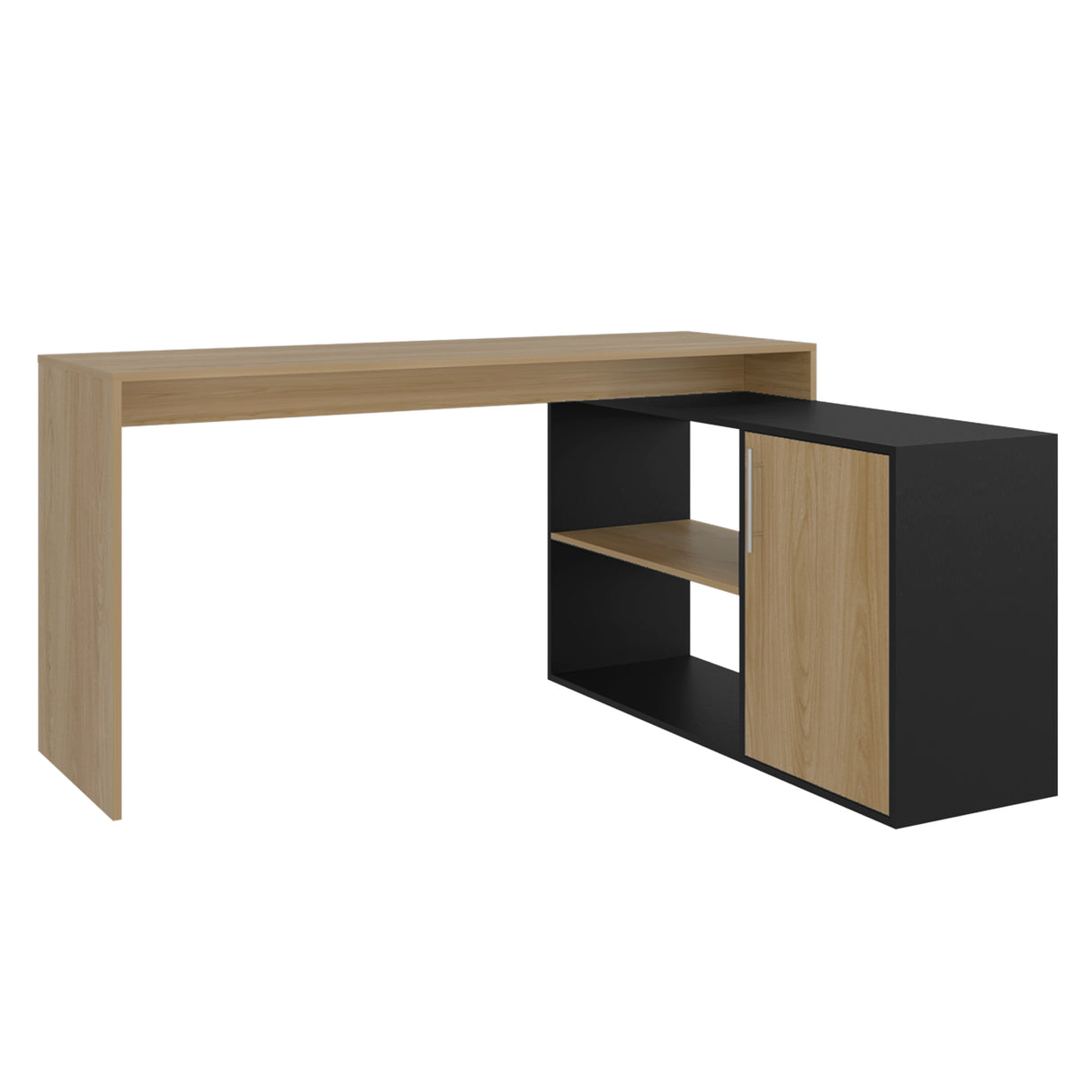Escritorio en L Bilbao Fresno y Wengue 151.5x116.5cm sin Cajones y con Organizador de Libros - ESCRITORIOS | Bylmo