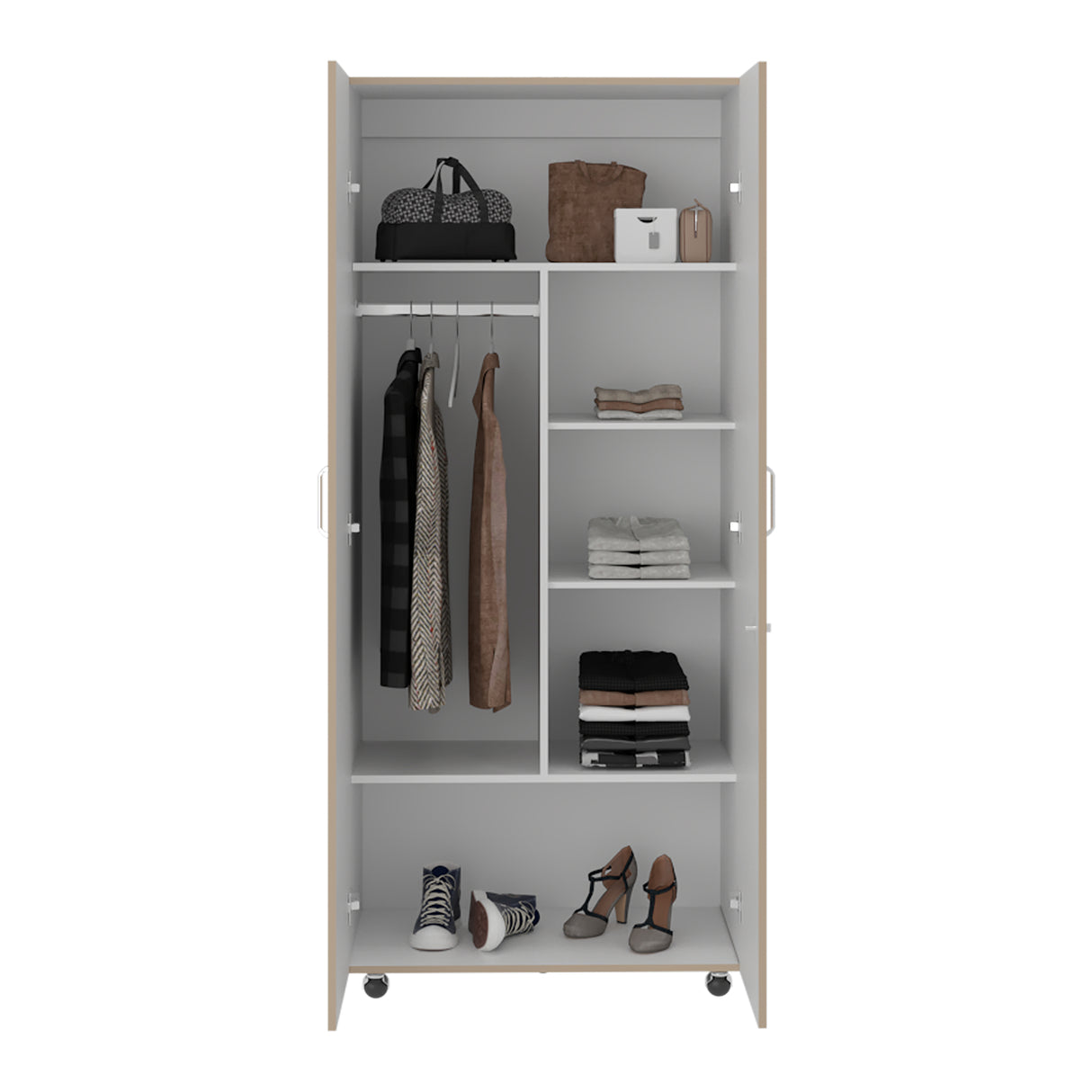 Closet Iko Cartagena y Blanco 80x182.5cm sin Cajones con 2 Entrepaños - CLOSETS | Bylmo