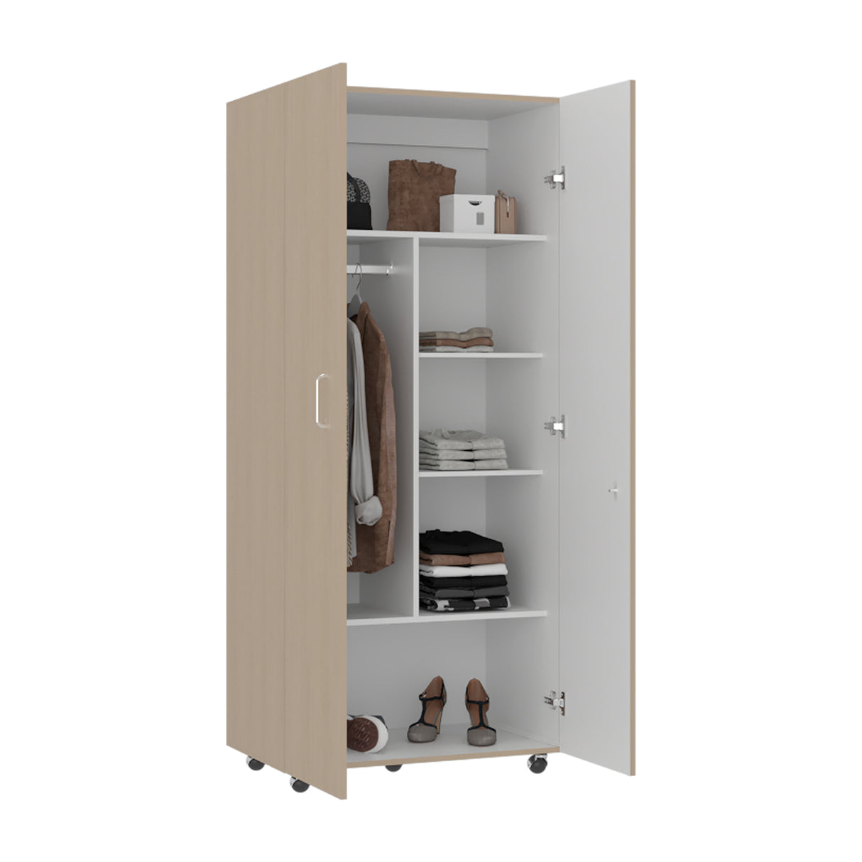 Closet Iko Cartagena y Blanco 80x182.5cm sin Cajones con 2 Entrepaños - CLOSETS | Bylmo