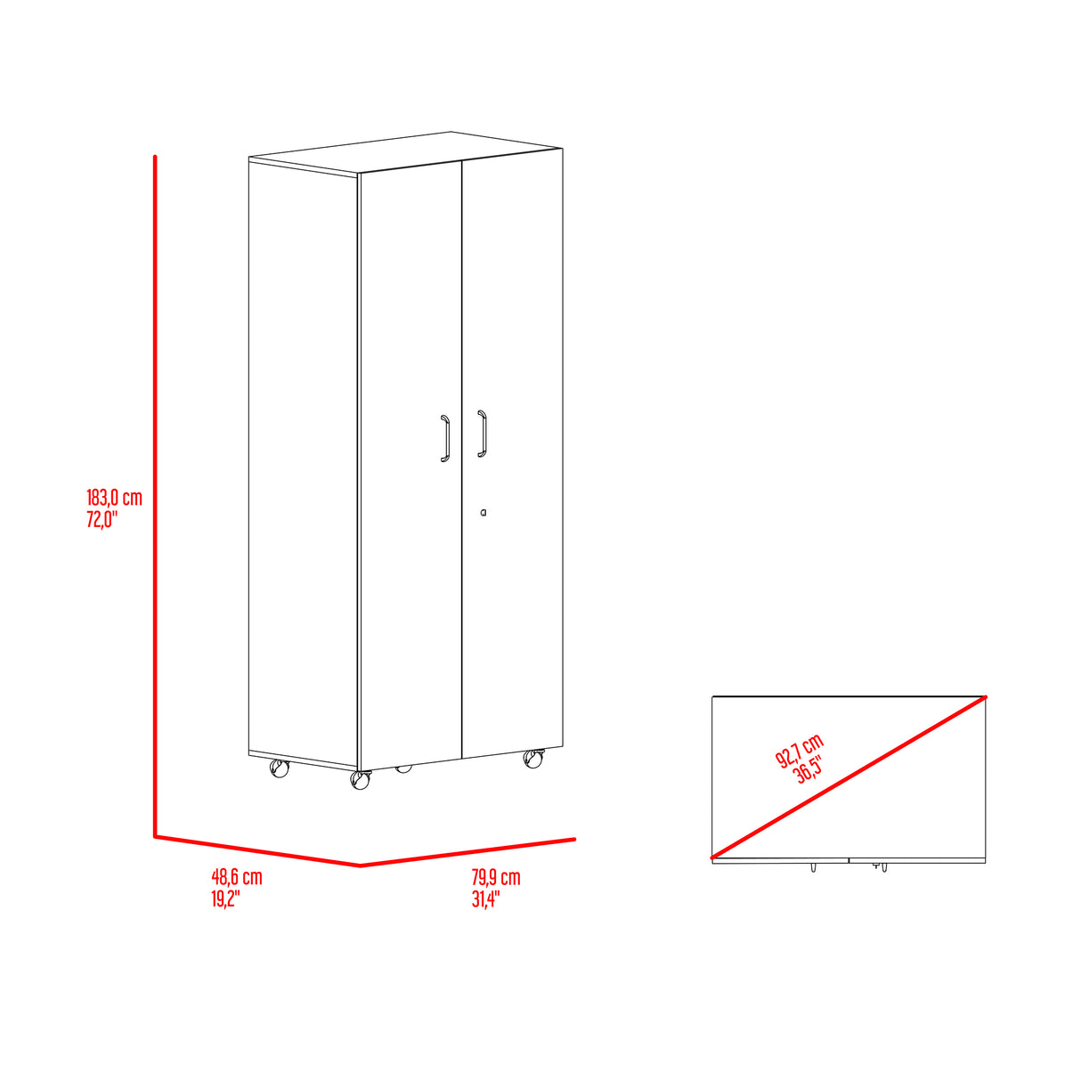 Closet Iko Cartagena y Blanco 80x182.5cm sin Cajones con 2 Entrepaños - CLOSETS | Bylmo