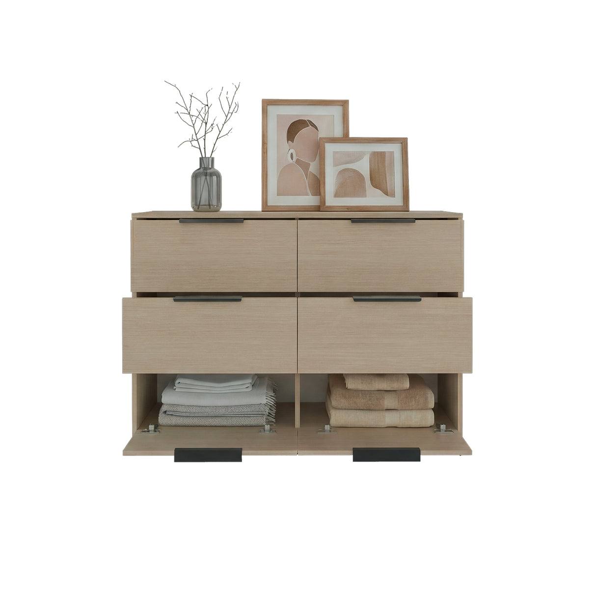 Cómoda Kaia Cartagena y Blanco 107x77.6cm De Tres Hileras con Seis Cajones - CAJONERAS Y COMODAS | Bylmo