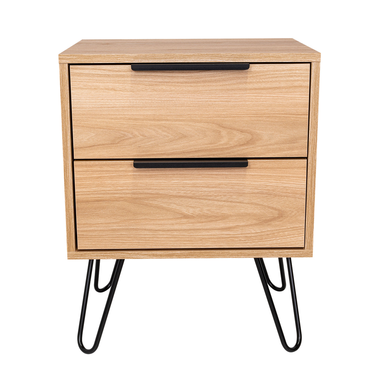 Mesa de Noche Augusta Novo Fresno 45 cm con Dos Cajones - MESAS DE NOCHE | Bylmo