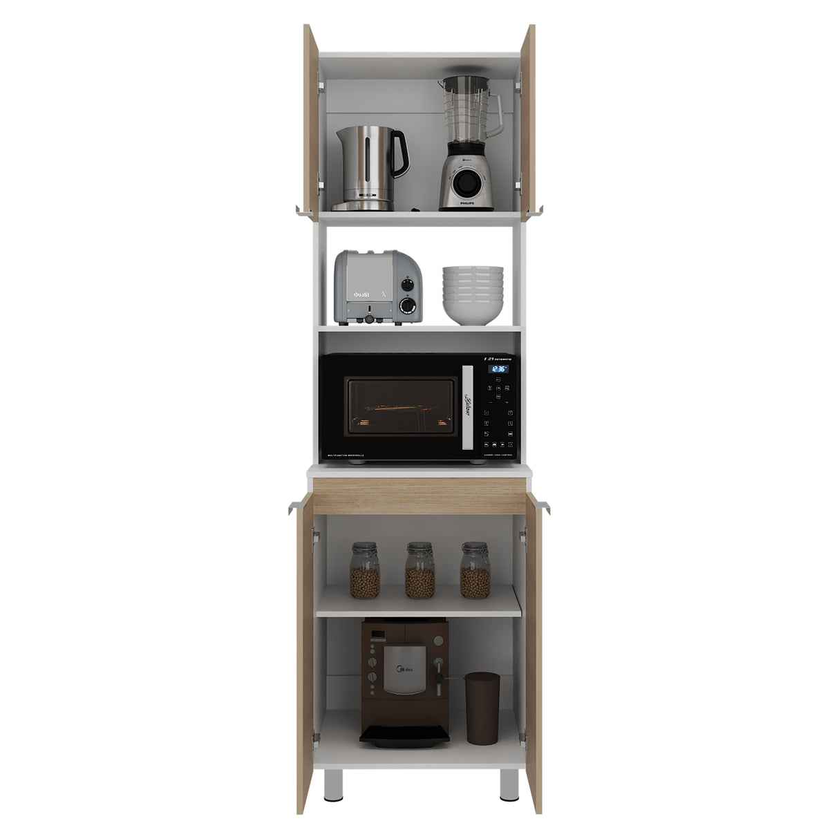 Módulo Microondas Fendi Cartagena 60x205cm sin Cajones y con Cuatro Puertas - ALACENAS Y MUEBLES MICROONDAS | Bylmo