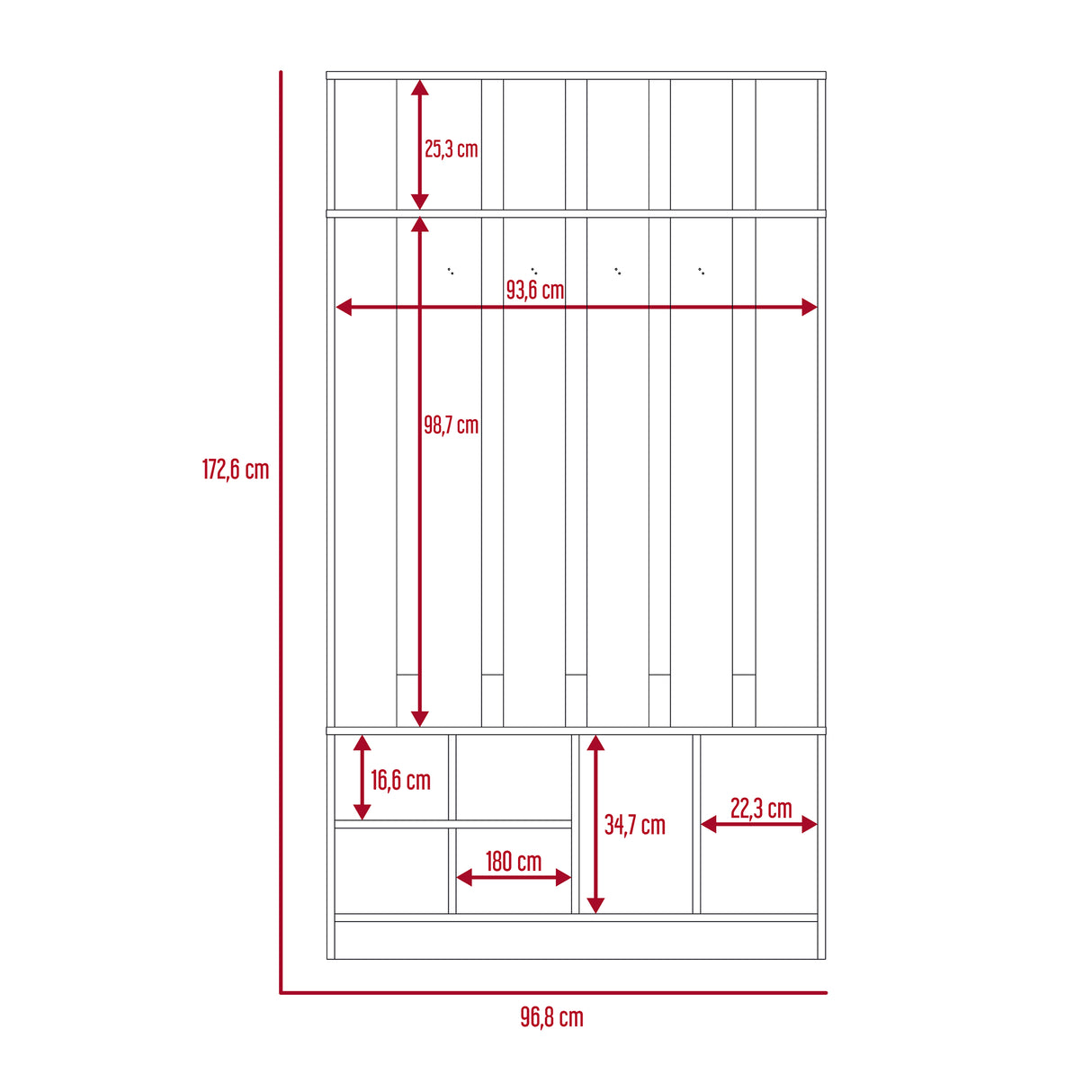 Mueble Recibidor Beijing Cartagena 97 cm con Entrepaño, Zapatero y Perchero para Ropa - BIFES Y ARRIMOS | Bylmo
