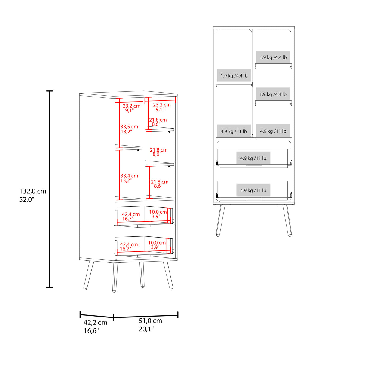 Cómoda Huna Fresno y Blanco 51x142cm con 3 Cajones Moderno - CAJONERAS Y COMODAS | Bylmo