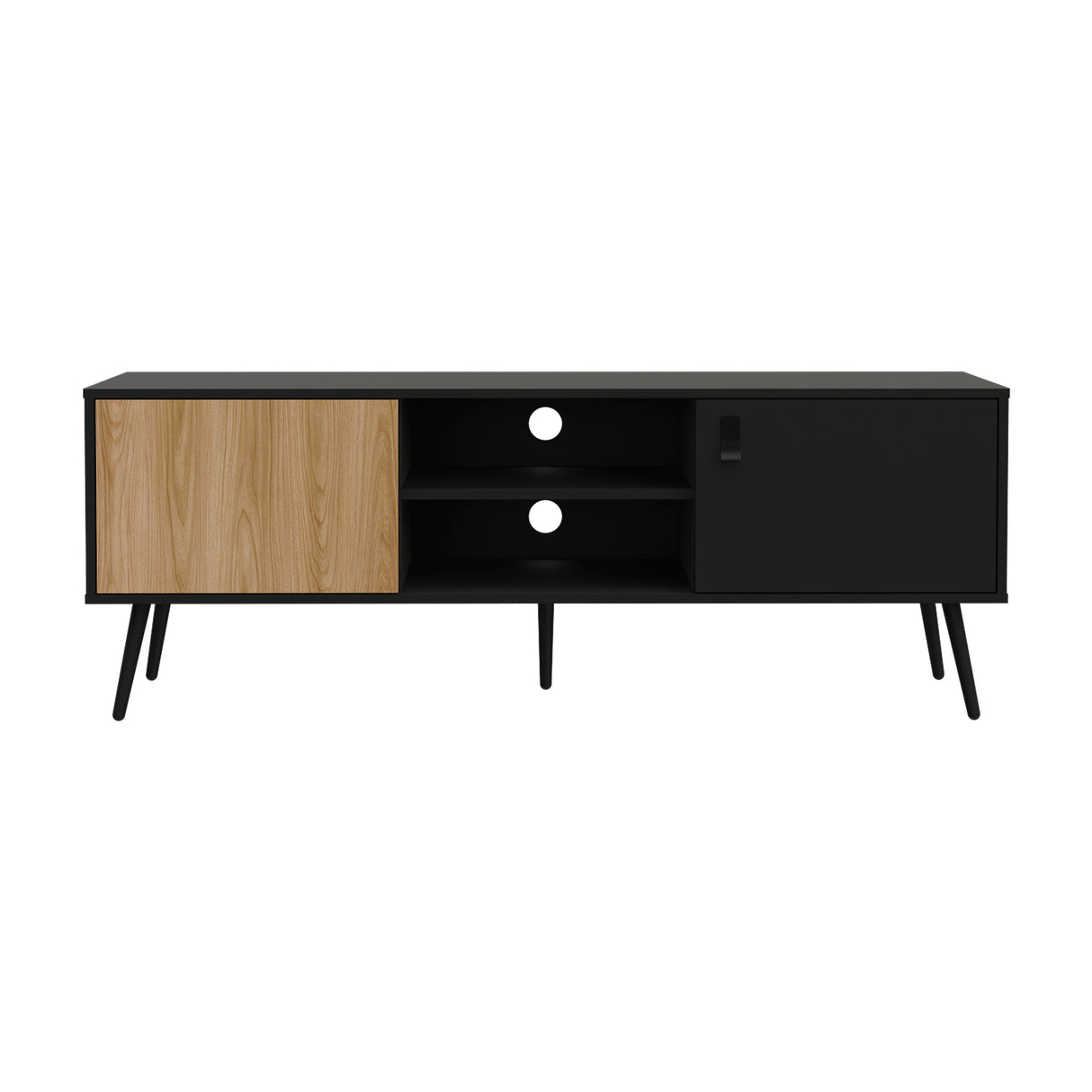 Rack de TV Wengue y Fresno 150x55cm para TV de 65 Pulgadas - MUEBLES DE TV | Bylmo