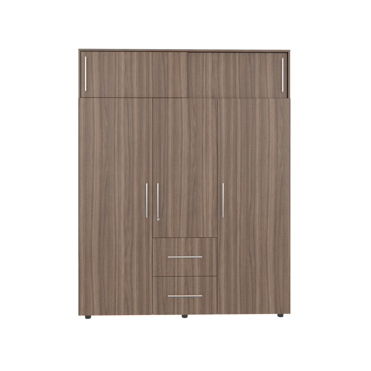Closet Bigaf Avellana y Wengue 160x204cm Con Tres Cajones y Cuatro Entrepaños - CLOSETS | Bylmo