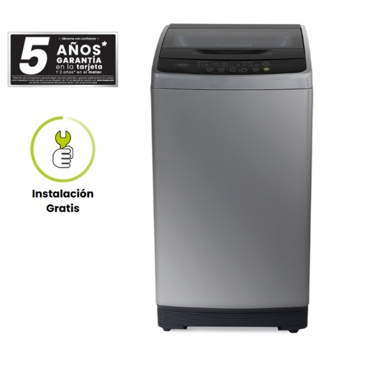 Lavadora Haceb Gris 61.2x95.2cm Para 11 Kilos con 6 Funciones Preconfiguradas - LAVADORAS Y SECADORAS | Bylmo