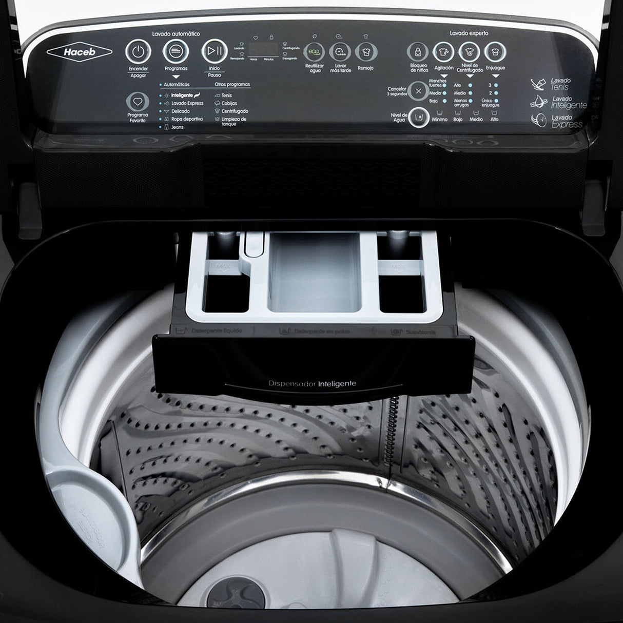 Lavadora Haceb Negra 62x107cm Para 16 Kilos con 11 Funciones Preconfiguradas - LAVADORAS Y SECADORAS | Bylmo