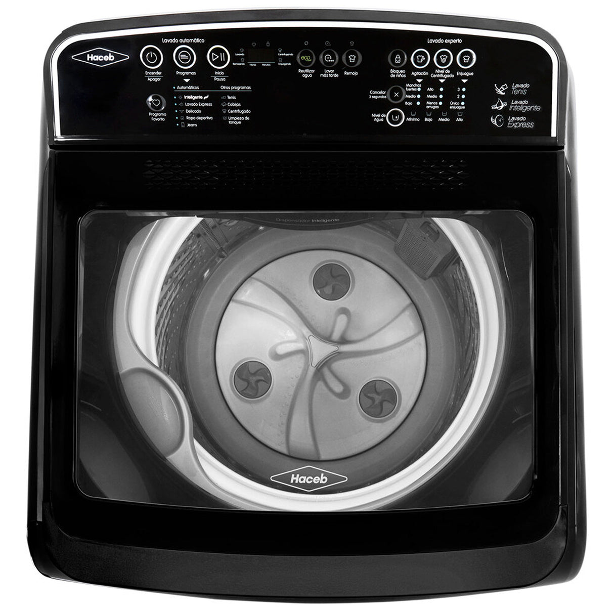 Lavadora Haceb Negra 62x107cm Para 16 Kilos con 11 Funciones Preconfiguradas - LAVADORAS Y SECADORAS | Bylmo