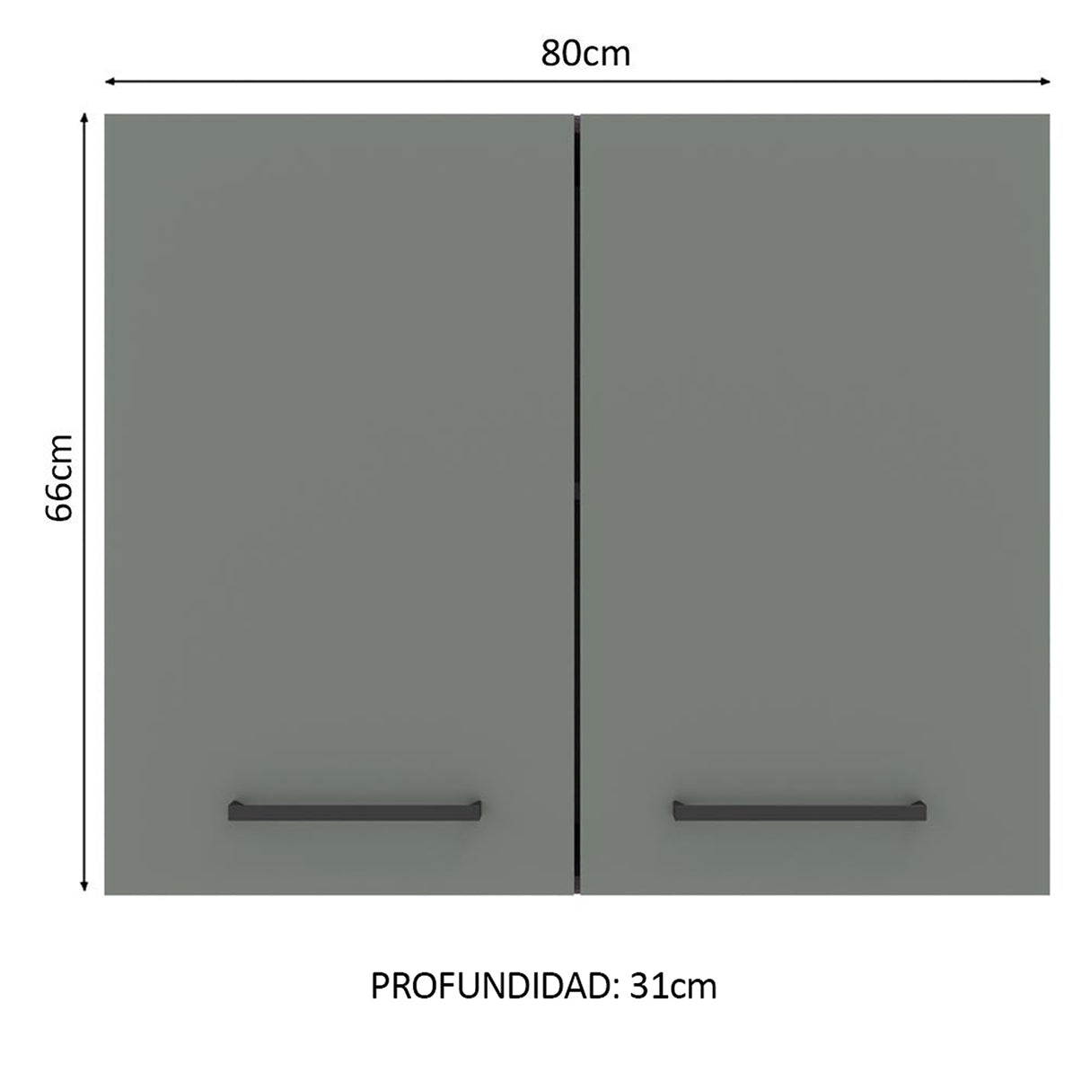 Mueble Superior de Cocina Agata Marrón y Gris 80x66cm con Dos Entrepaños y Dos Puertas - MUEBLES SUPERIORES DE COCINA | Bylmo