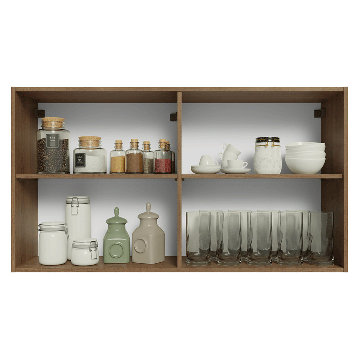 Mueble Superior de Cocina Vik Marrón y Gris 120x66cm con Cuatro Entrepaños y Dos Puertas - MUEBLES SUPERIORES DE COCINA | Bylmo