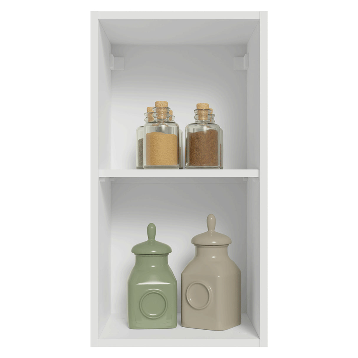 Mueble Superior de Cocina Vik Blanco y Gris 35x66cm con Dos Entrepaños y Una Puerta - MUEBLES SUPERIORES DE COCINA | Bylmo