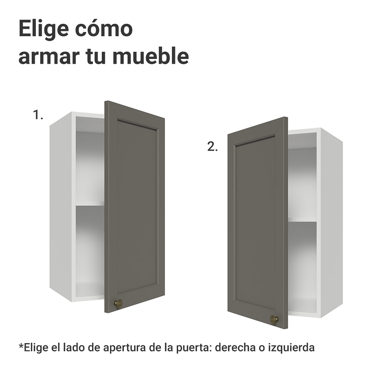 Mueble Superior de Cocina Vik Blanco y Gris 35x66cm con Dos Entrepaños y Una Puerta - MUEBLES SUPERIORES DE COCINA | Bylmo
