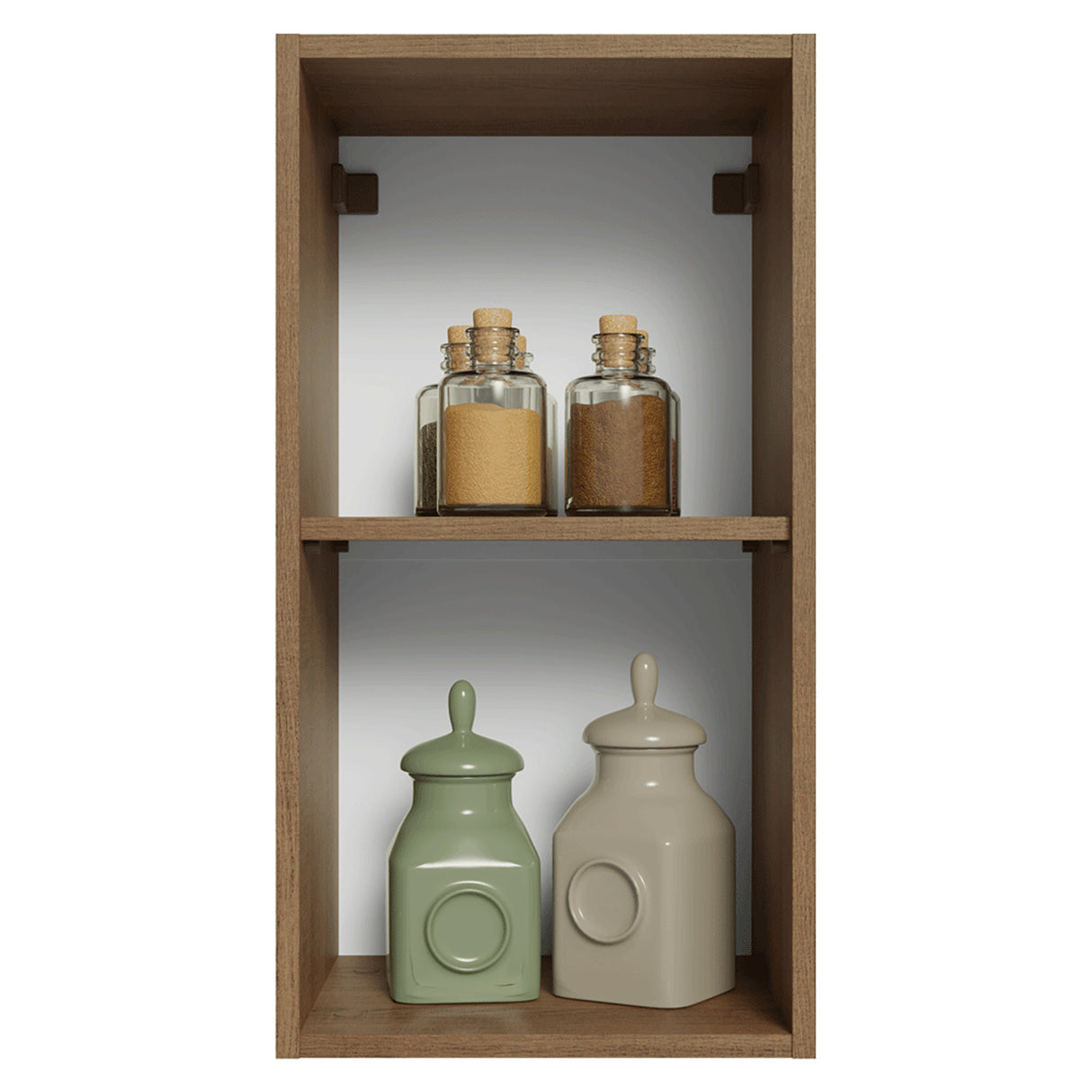 Mueble Superior de Cocina Vik Marrón y Verde 35x66cm con Dos Entrepaños y Una Puerta - MUEBLES SUPERIORES DE COCINA | Bylmo