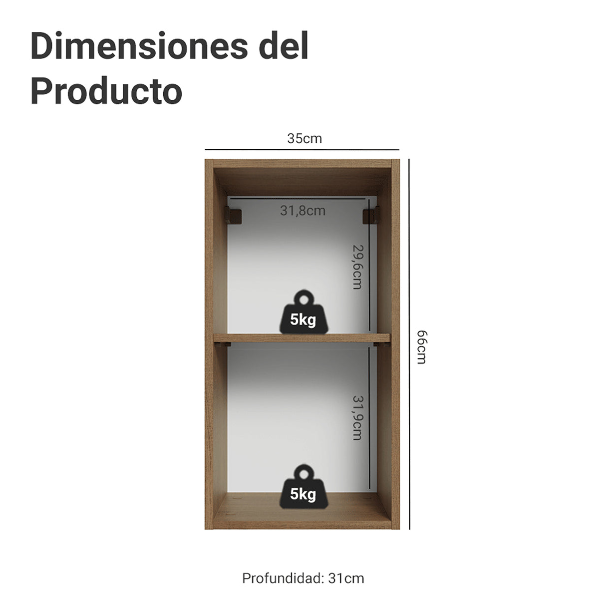 Mueble Superior de Cocina Vik Marrón y Verde 35x66cm con Dos Entrepaños y Una Puerta - MUEBLES SUPERIORES DE COCINA | Bylmo