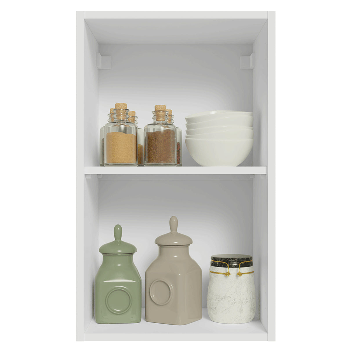 Mueble Superior de Cocina Vik Blanco y Gris 40x66cm con Dos Entrepaños y Una Puerta - MUEBLES SUPERIORES DE COCINA | Bylmo