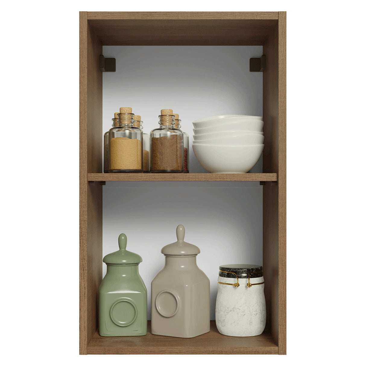 Mueble Superior de Cocina Vik Marrón y Gris 40x66cm con Dos Entrepaños y Una Puerta - MUEBLES SUPERIORES DE COCINA | Bylmo