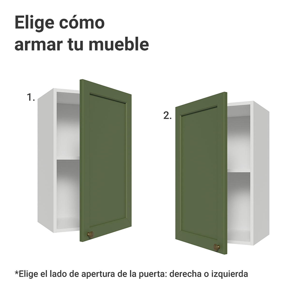 Mueble Superior de Cocina Vik Blanco y Verde 40x66cm con Dos Entrepaños y Una Puerta - MUEBLES SUPERIORES DE COCINA | Bylmo