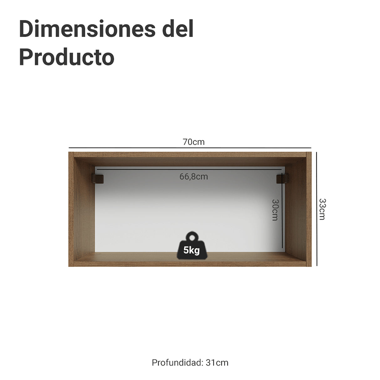 Mueble Superior de Cocina Vik Marrón y Gris 70x33cm con Un Entrepaño y Una Puerta - MUEBLES SUPERIORES DE COCINA | Bylmo
