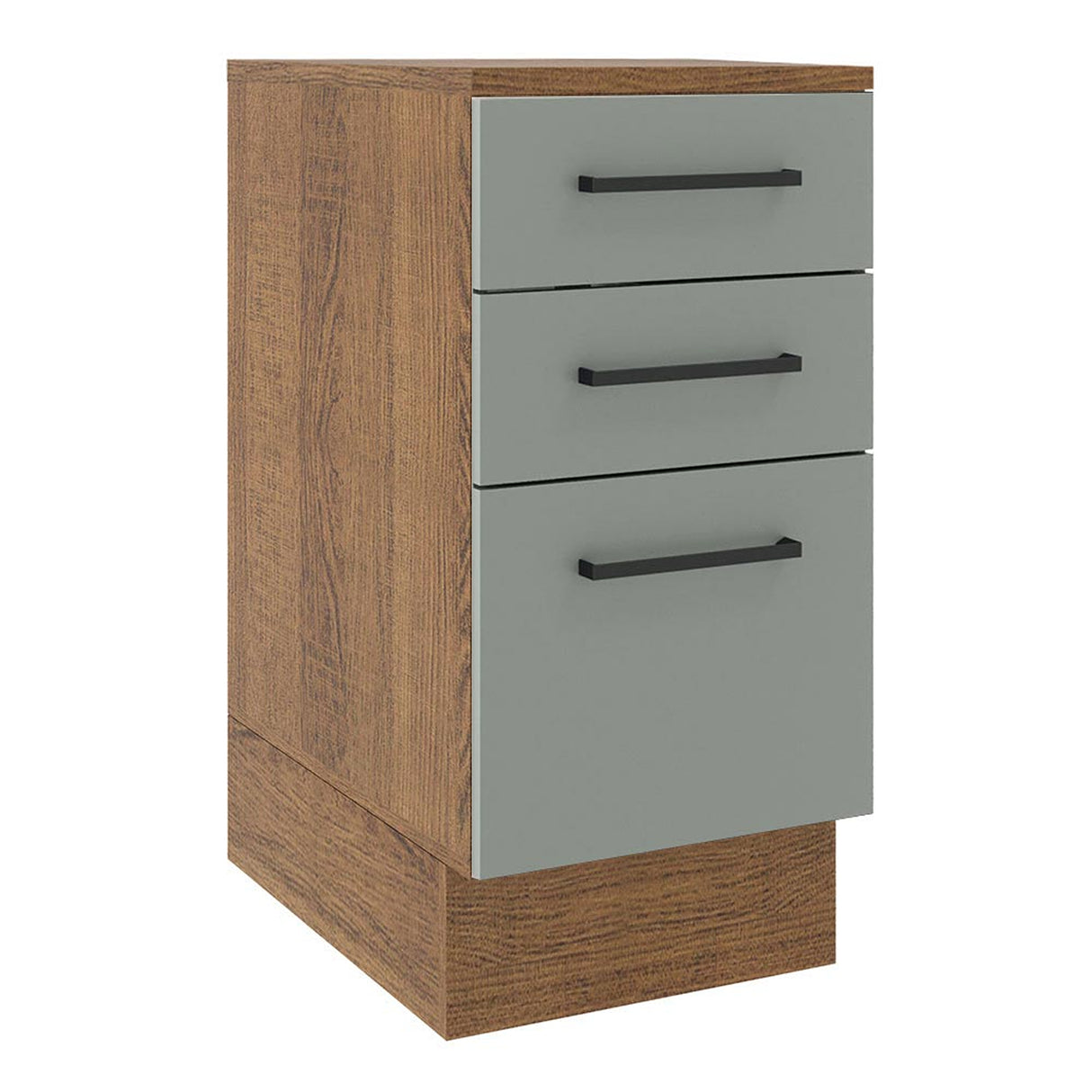 Gabinete de Cocina Agata Marrón y Gris 40x84cm sin Mesón sin Pozuelo y con Tres Cajones - MUEBLES INFERIORES DE COCINA | Bylmo