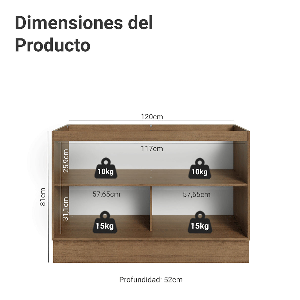 Gabinete de Cocina Vik Marrón y Verde 120x81cm sin Mesón sin Pozuelo - MUEBLES INFERIORES DE COCINA | Bylmo