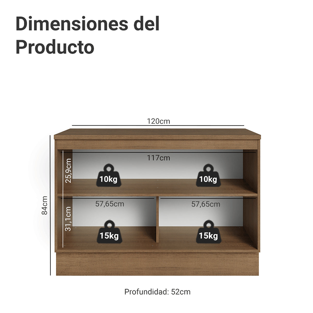 Gabinete de Cocina Vik Marrón y Verde 120x84cm con Mesón de Madera Aglomerada MDP sin Pozuelo - MUEBLES INFERIORES DE COCINA | Bylmo