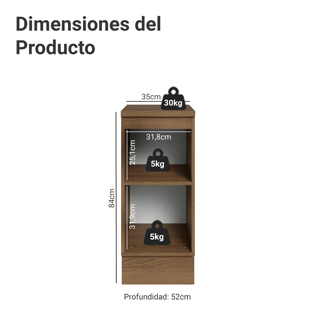 Gabinete de Cocina Vik Marrón y Gris 35x84cm sin Mesón sin Pozuelo - MUEBLES INFERIORES DE COCINA | Bylmo