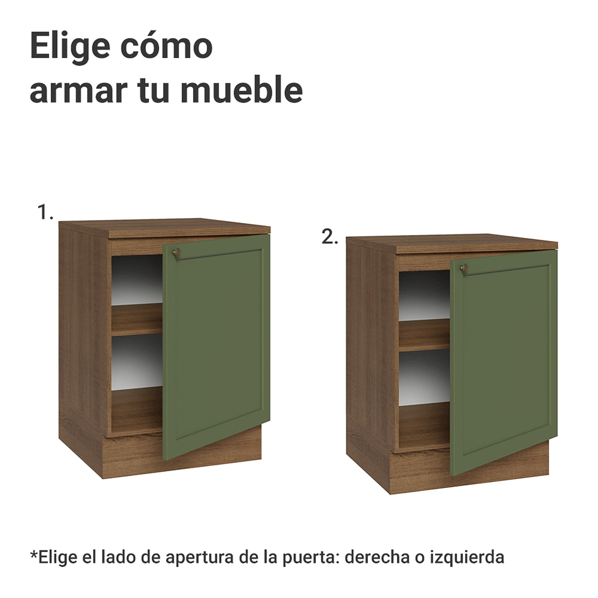 Gabinete de Cocina Vik Marrón y Verde 60x84cm sin Mesón sin Pozuelo - MUEBLES INFERIORES DE COCINA | Bylmo
