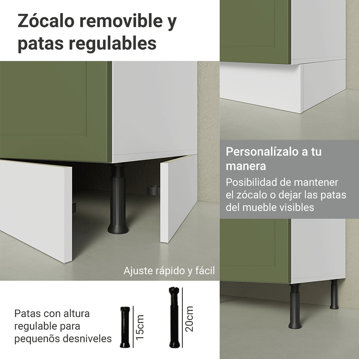 Gabinete de Cocina Vik Blanco y Verde 70x84cm sin Mesón sin Pozuelo - MUEBLES INFERIORES DE COCINA | Bylmo
