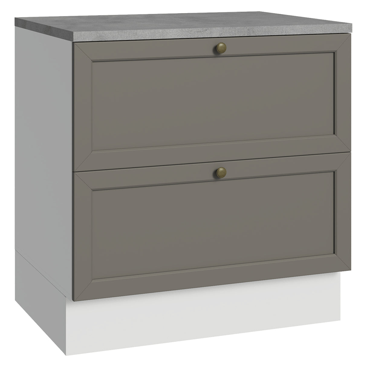 Gabinete de Cocina Vik Blanco y Gris 80x84cm sin Mesón sin Pozuelo y con Dos Cajones - MUEBLES INFERIORES DE COCINA | Bylmo