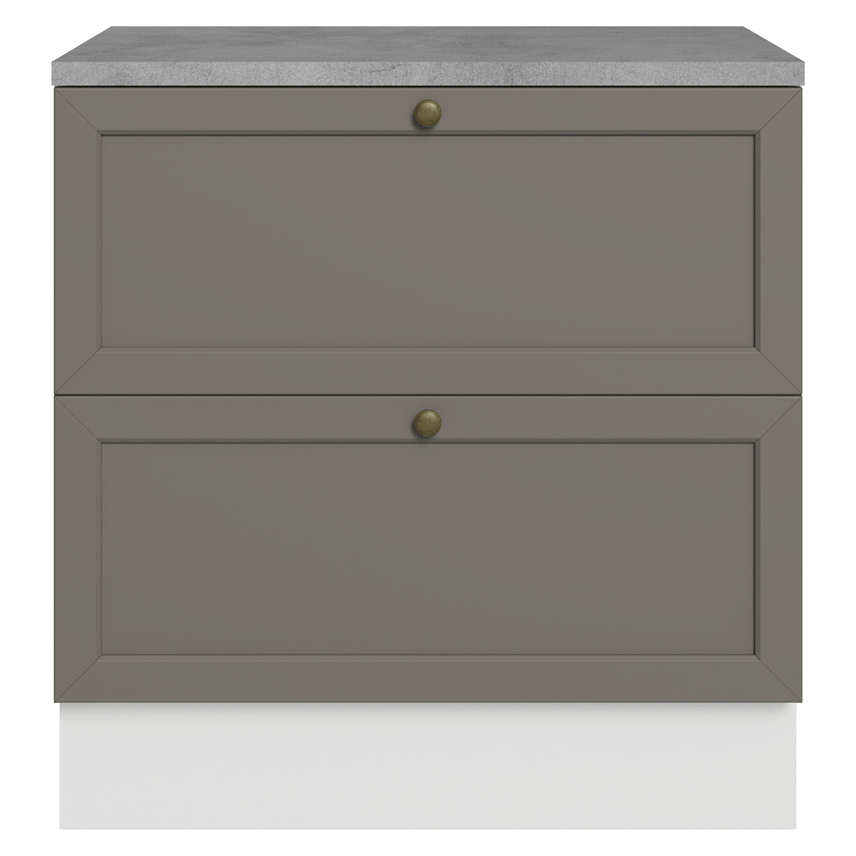 Gabinete de Cocina Vik Blanco y Gris 80x84cm sin Mesón sin Pozuelo y con Dos Cajones - MUEBLES INFERIORES DE COCINA | Bylmo
