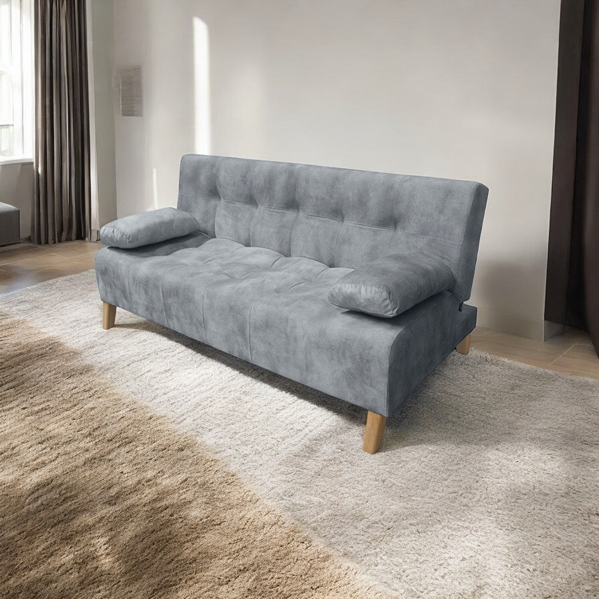 Sofacama Leroy Gris 180x85cm Reclinable De Tres Puestos Con Apoya Brazos