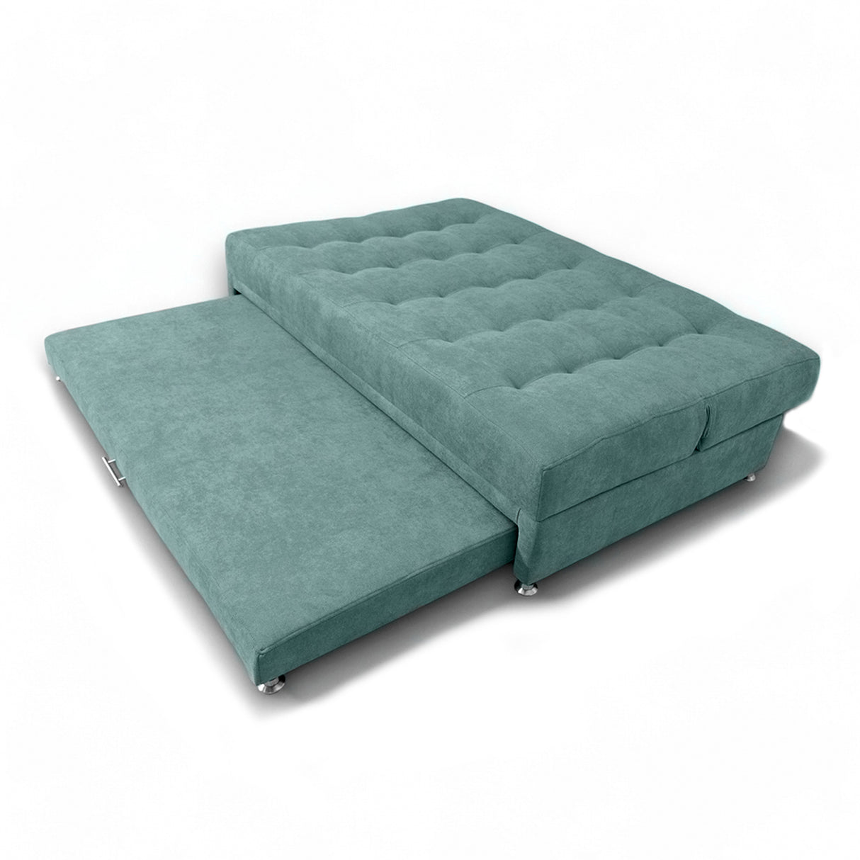 Sofá Cama Tarima Brooke Turquesa 190x95cm Reclinable De Tres Puestos Sin Apoya Brazos
