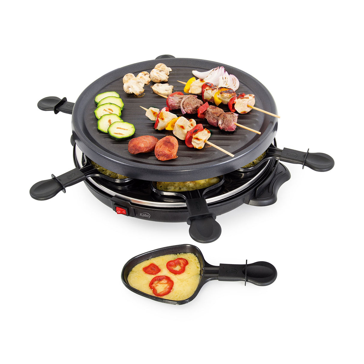 Raclette Kalley Negro Mate 29.5x12.5cm Antiadherente con Seis Mini Sartenes - SARTENES ELECTRICOS | Bylmo