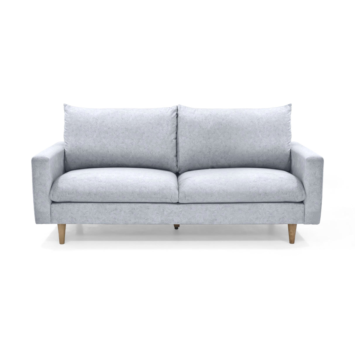 Sofá Plata y Matiz Caoba 195x93cm de Tres Puestos con Apoya Brazos y con Patas - SOFAS Y POLTRONAS | Bylmo