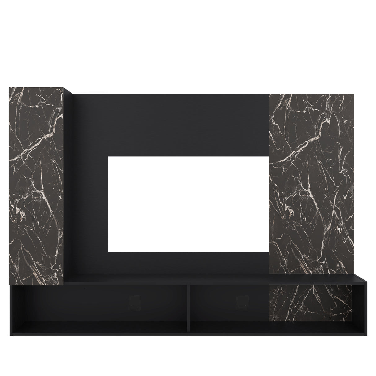 Panel de TV Beta Wengue y Mamba 185x128.5cm para TV Hasta 65 Pulgadas con Dos Compartimientos - MUEBLES DE TV | Bylmo