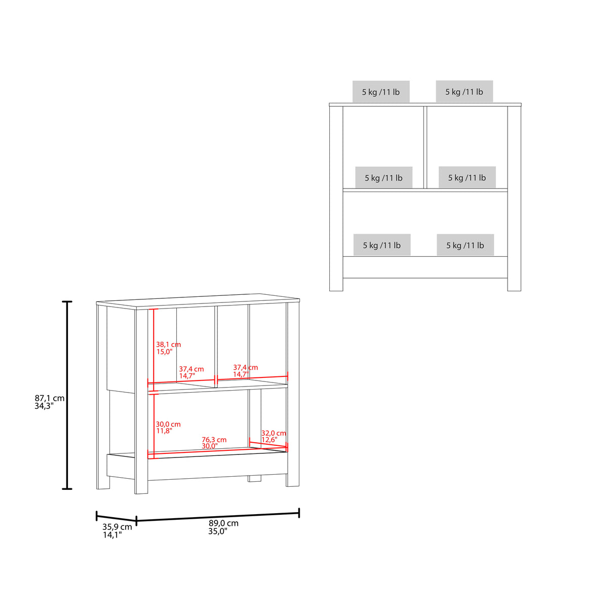 Mueble Auxiliar de Cocina Latte Blanco y Fresno 89x88cm con Dos Compartimientos - BARRAS Y MUEBLES AUXILIARES | Bylmo
