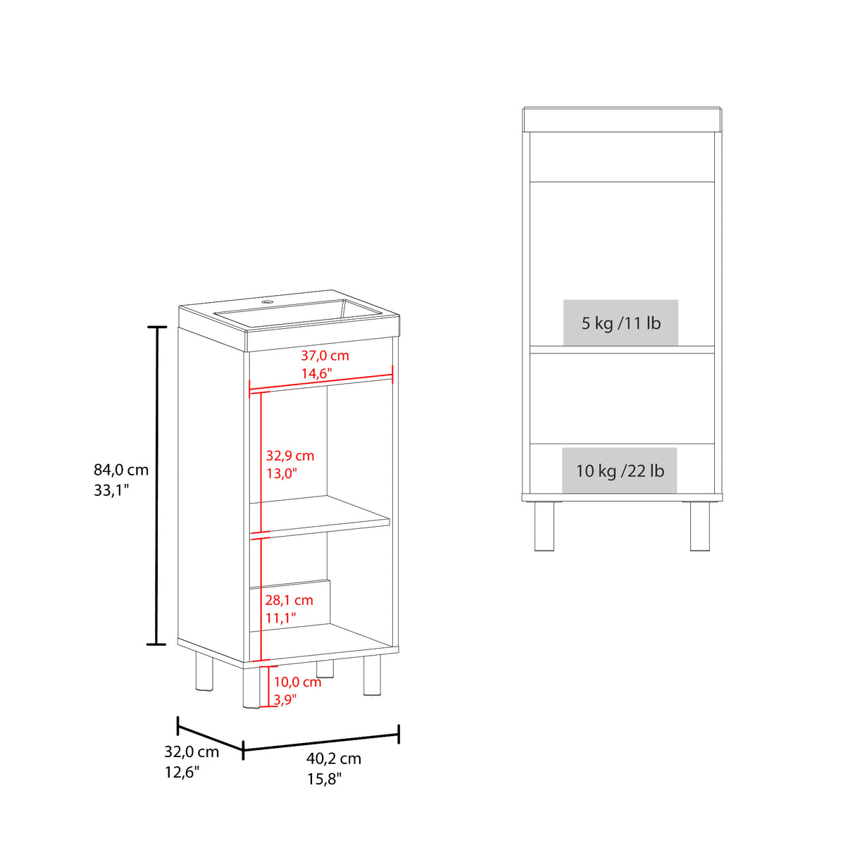 Mueble para Lavamanos Rivera Wengue 40.2x84cm Individual con Lavamanos y con Una Puerta - MUEBLES PARA LAVAMANOS | Bylmo