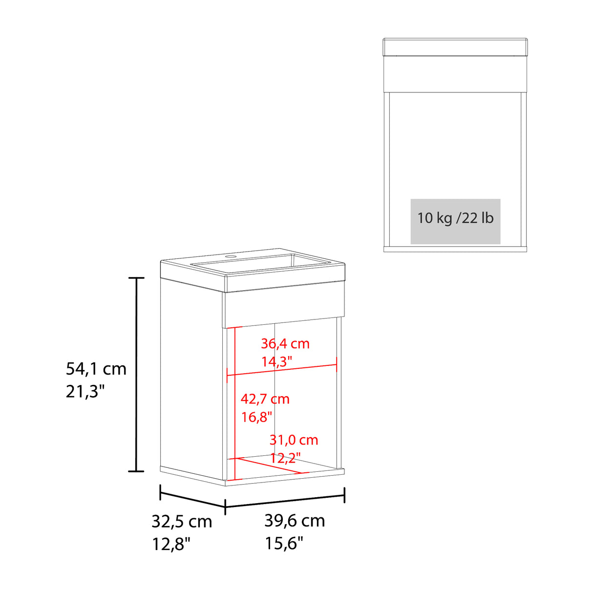 Mueble para Lavamanos Oxford Wengue 39.6x54.1cm Individual con Lavamanos y con Una Puerta - MUEBLES PARA LAVAMANOS | Bylmo