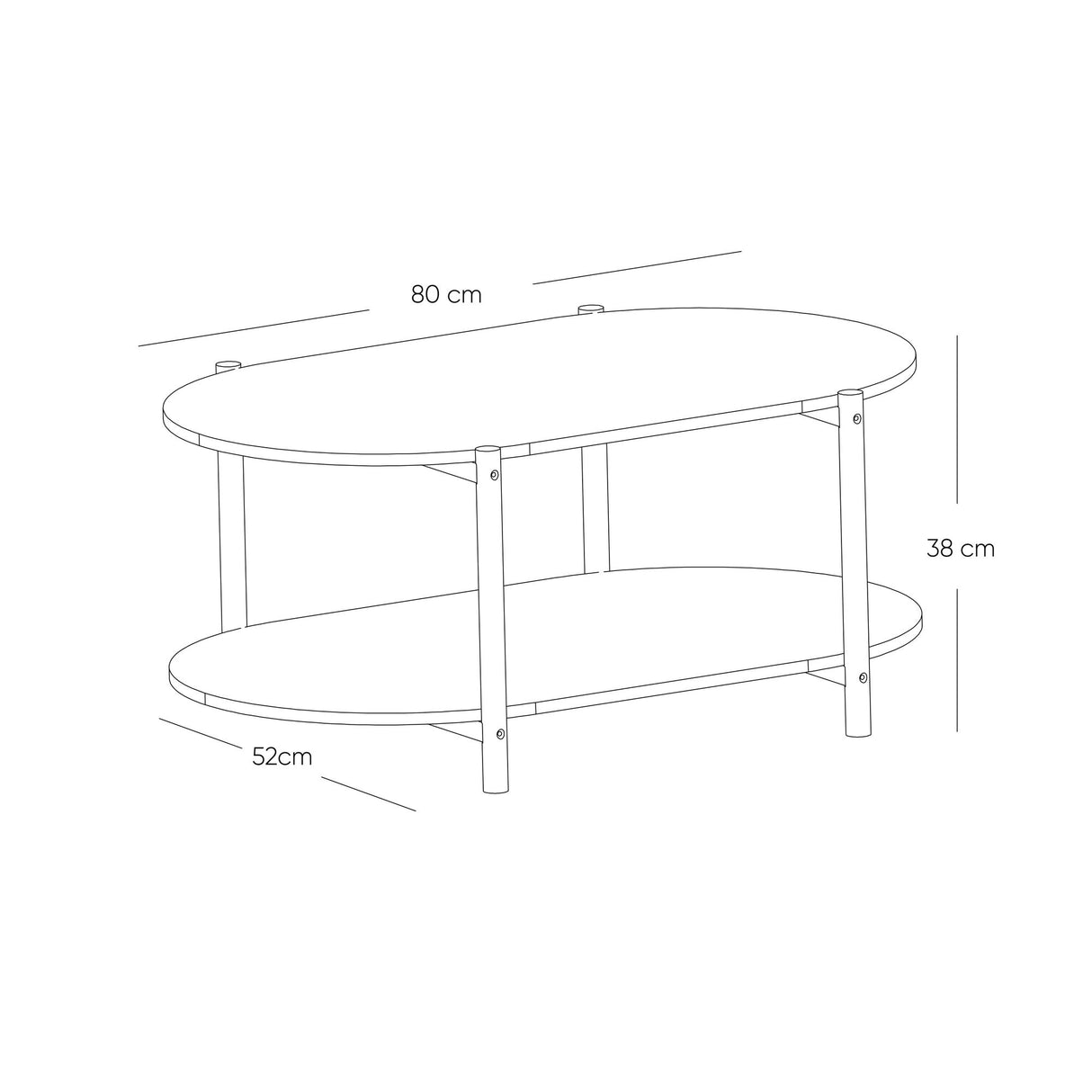 Mesa de Centro Kenia Blanco y Negro 81x38cm Ovalado