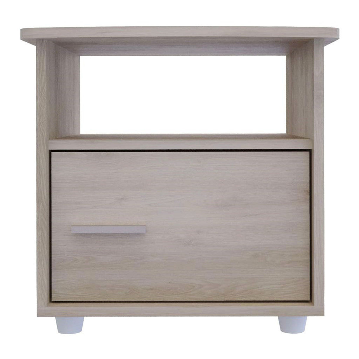 Mesa de Noche Emma Ceniza 48x46.8cm con Una Puerta y Un Entrepaño