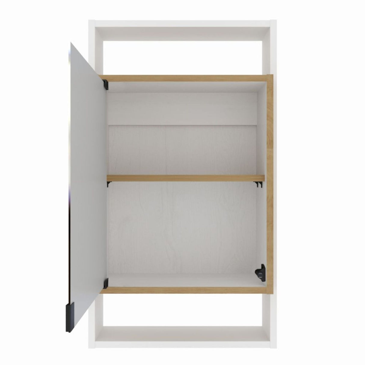 Gabinete con Espejo para Baño Galicia Rovere y Blanco 43x75cm Rectangular con Una Puerta y Tres Entrepaños