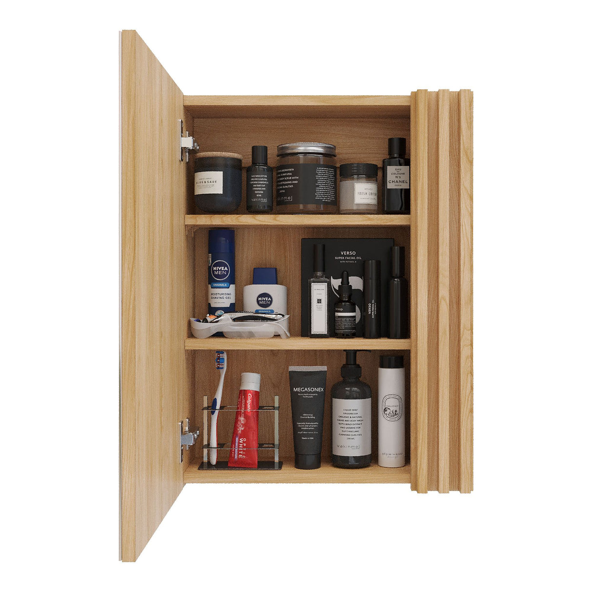 Gabinete con Espejo para Baño Nori Panela 45.4x60.2cm Rectangular con Una Puerta y Tres Entrepaños