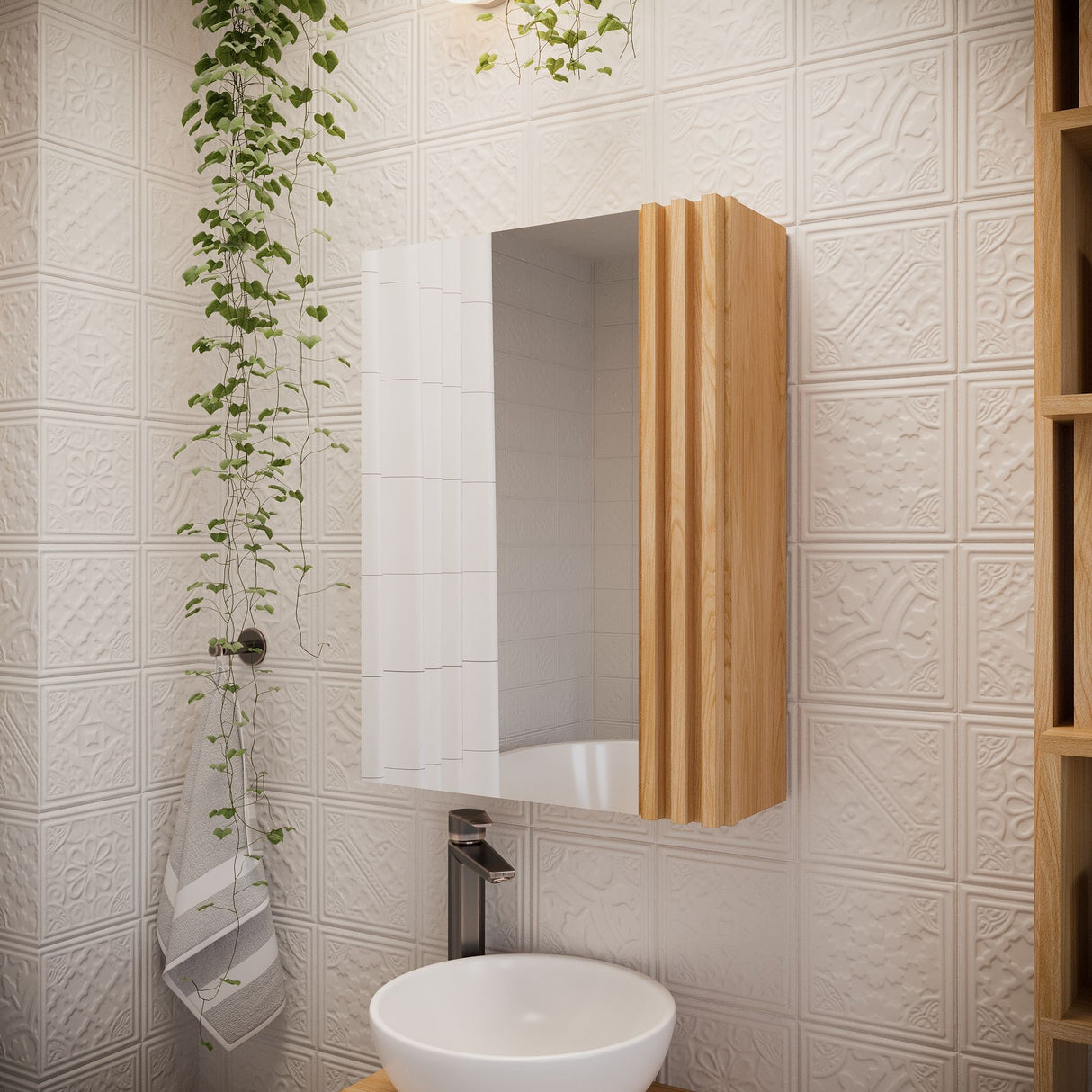 Gabinete con Espejo para Baño Nori Panela 45.4x60.2cm Rectangular con Una Puerta y Tres Entrepaños