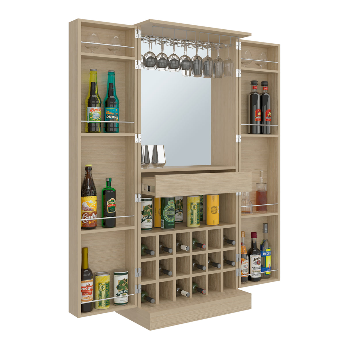 Bar Malbec Cartagena 75x175cm con Dos Portacopas y con Dieciocho Portabotellas