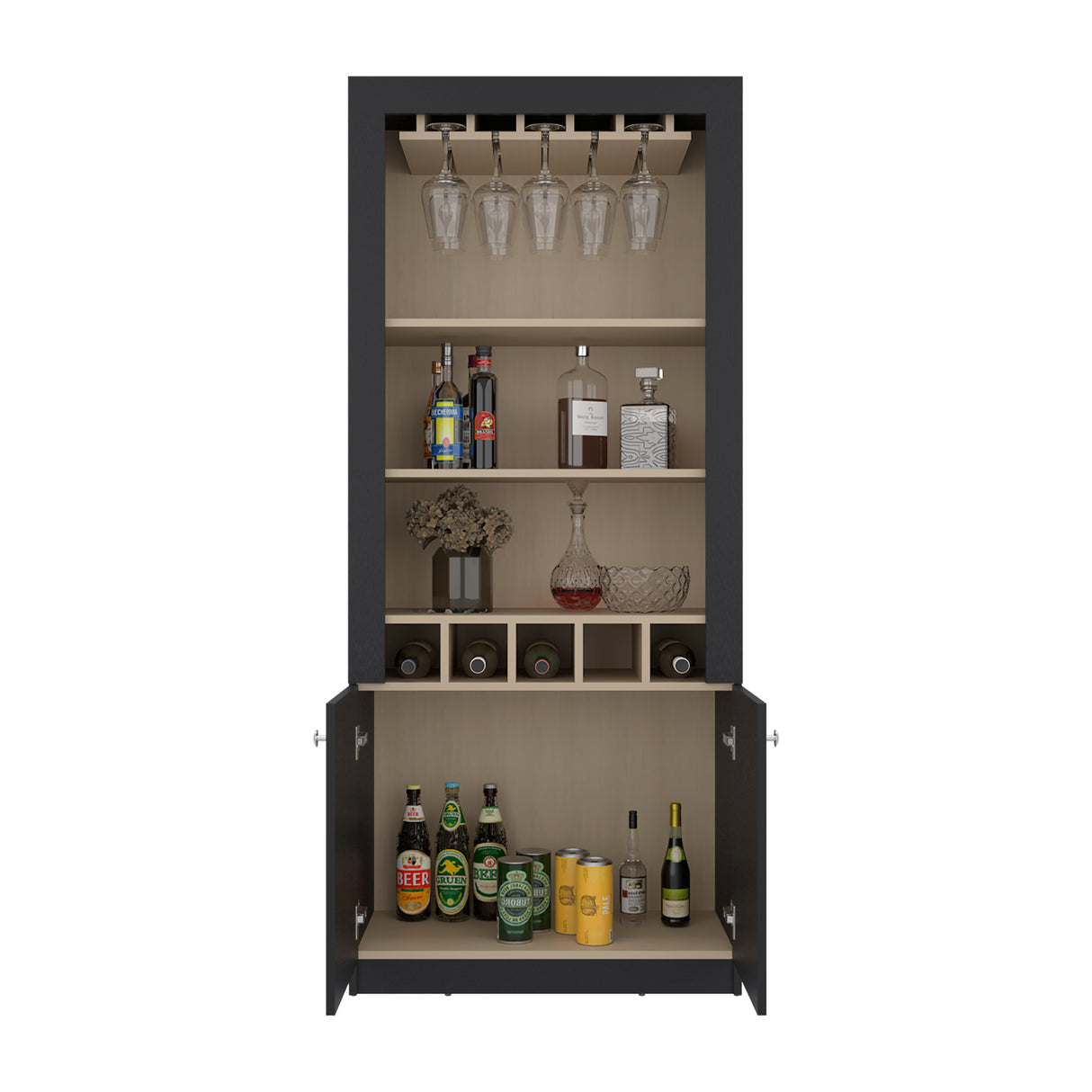 Bar Bellegio Wengue Cartagena 75x175cm con Cinco Portacopas y con Cinco Portabotellas