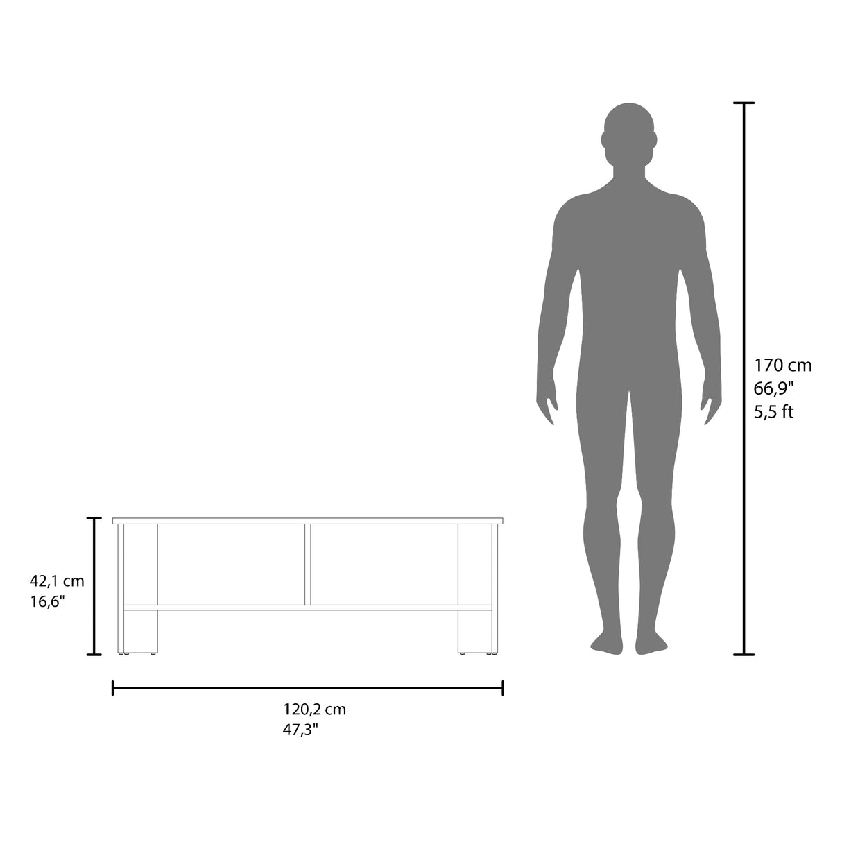 Mesa para TV Navia Plus Wengue 120.3x41.9cm para TV Hasta 55 Pulgadas con Dos Compartimientos